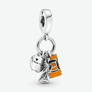 Symbols of New York City Dangle Charm For Pandora Bracelet , Sterling Silver